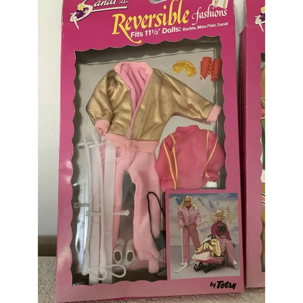 2 Sandi's Reversible Barbie Fashions Totsy Vintage NEW